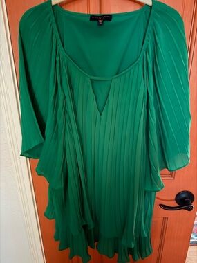 Skies Are Blue Emerald Green Pleated Tunic
